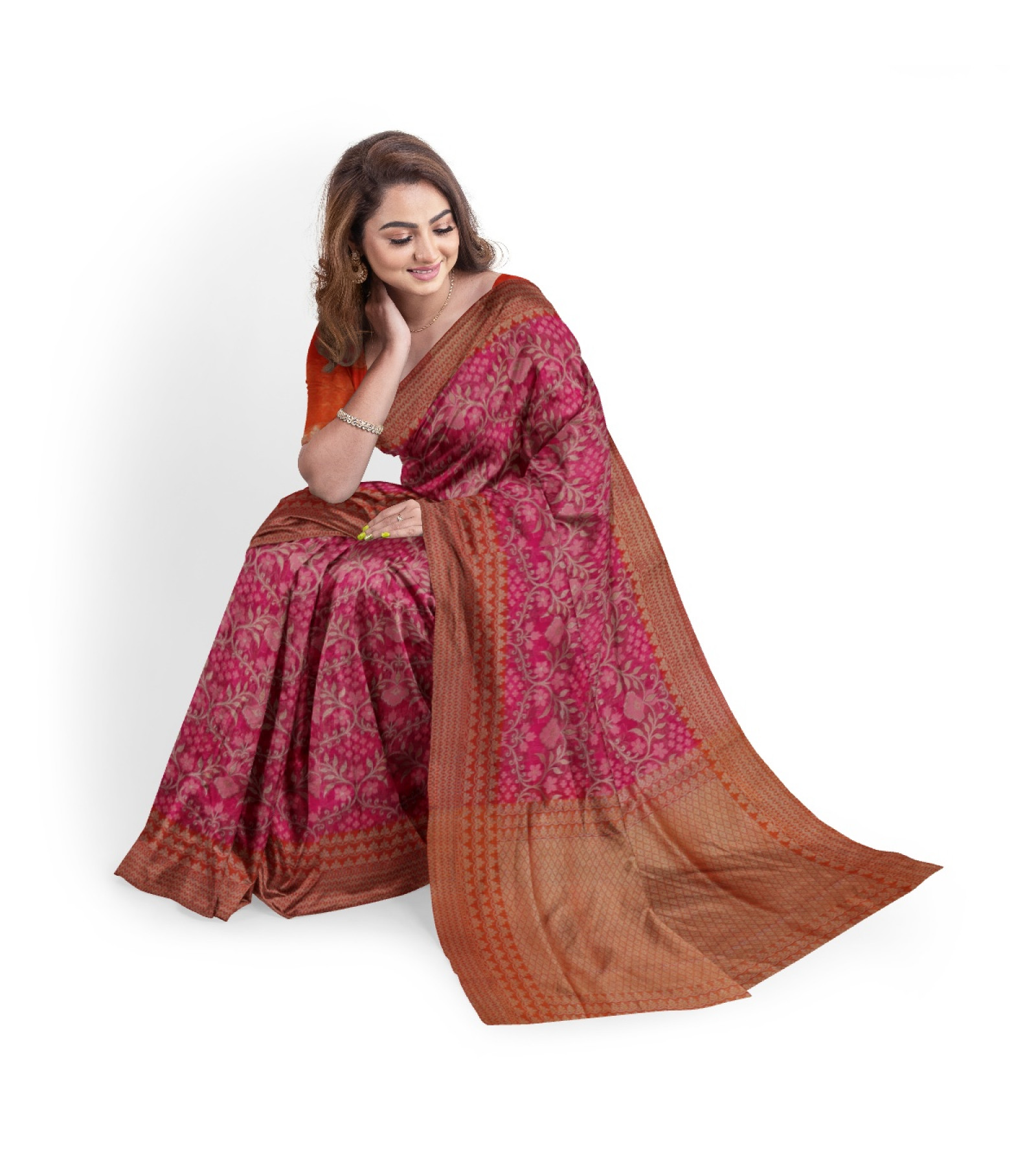 Exclusive Banaras Tissue Silk Saree in the Shades of Red by Abaranji 